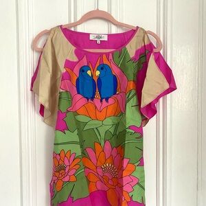 Tibi Silk Pink Graphic Blouse